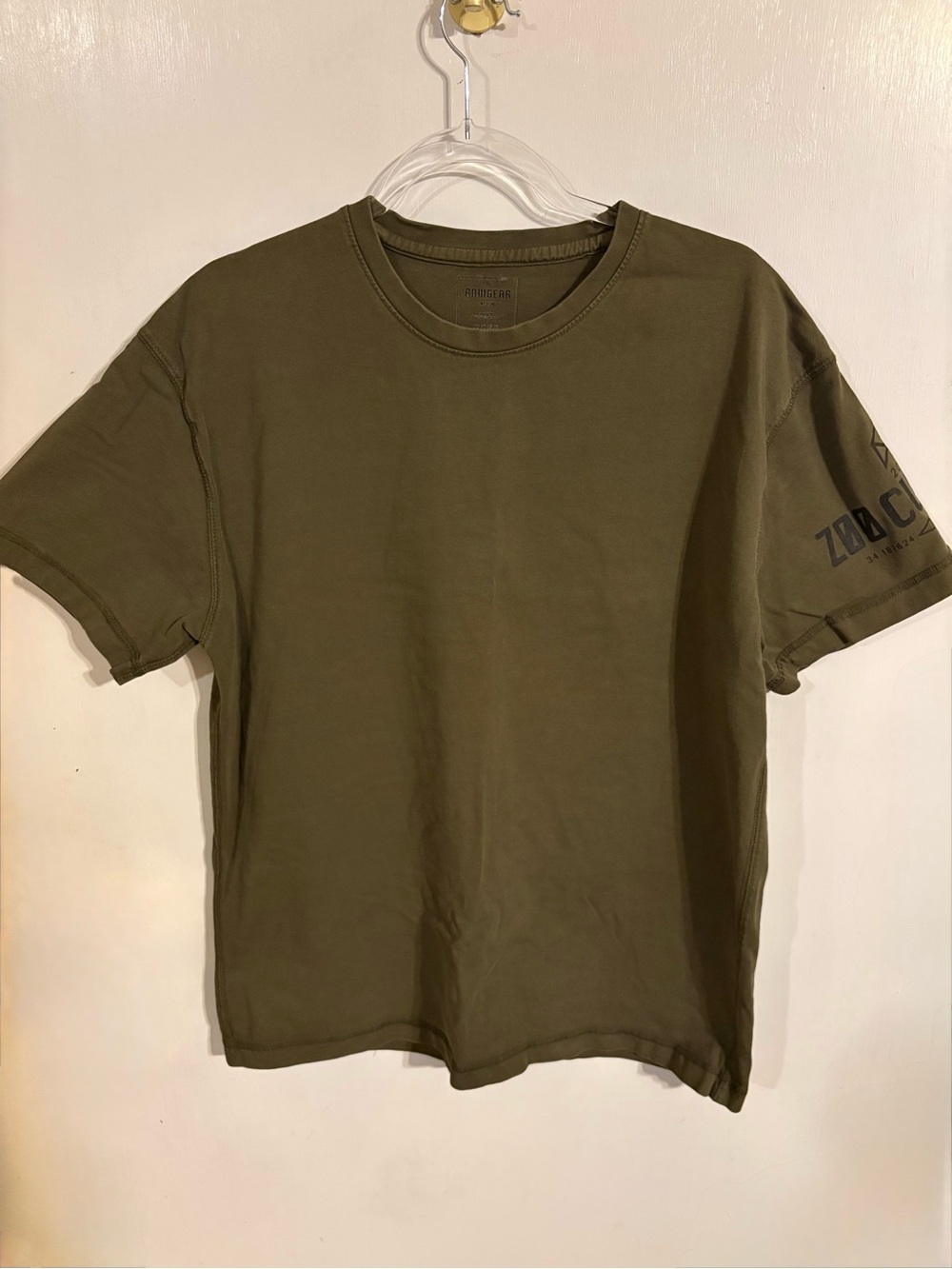 Rawgear Men's Olive Short Sleeve Crewneck Tee with Sleeve Graphic